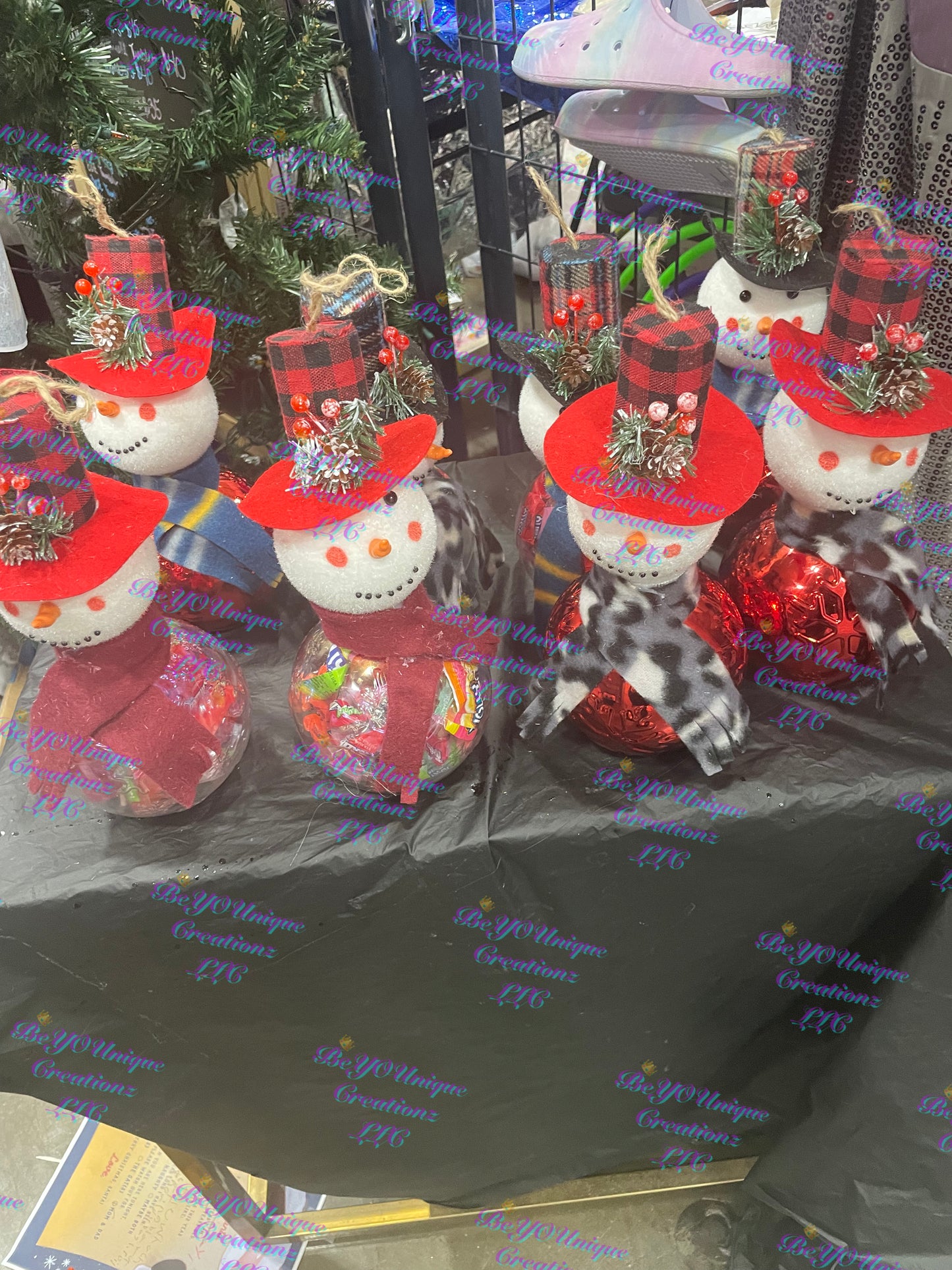Handmade Snowman Candy jars/ Christmas ornament