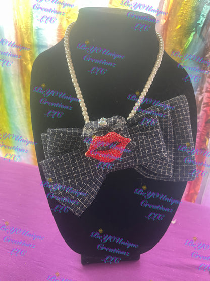Tinder kiss custom woman's necklace bow tie