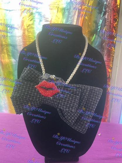 Tinder kiss custom woman's necklace bow tie